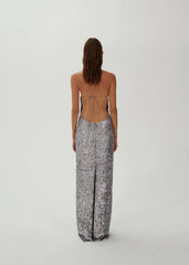 Silver Sequin Halter Gown