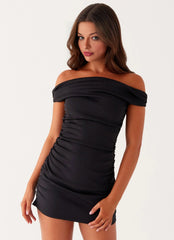 Exclusive - Lumi Off-Shoulder Mini Dress - Black