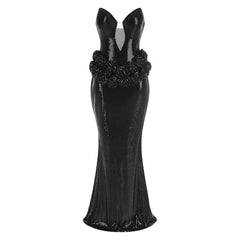 Black Sequin Plunging V-Neck Mermaid Gown