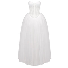 Ivory Strapless Corset Tulle Gown