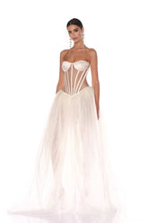 Ivory Strapless Corset Tulle Gown