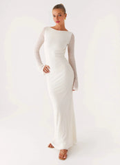 Exclusive - Ethereal Long Sleeve Maxi Dress - Ivory
