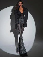 Luxury Black Blazer Corset Sequin Evening Jumpsuit Set