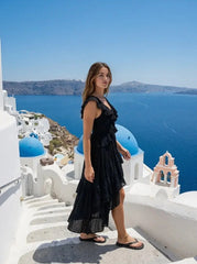Black Satin A-line Evening Gown with Sweetheart Neckline & Beading