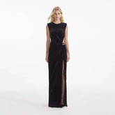 Black Velvet Sleeveless Gown