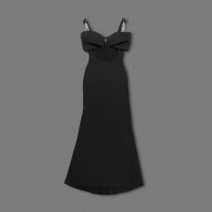 Black Cutout Bow-Accent Gown