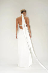 Satin Halter Column Gown