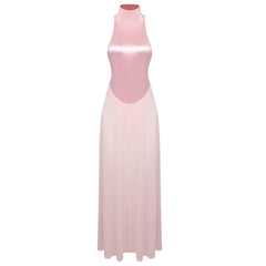 Blush Halter Satin Gown