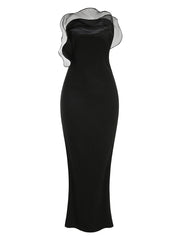 Black Off-Shoulder Ruffle Mermaid Gown