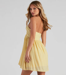 Sun-Kissed Halter Heart-Neck Backless A-Line Mini Dress