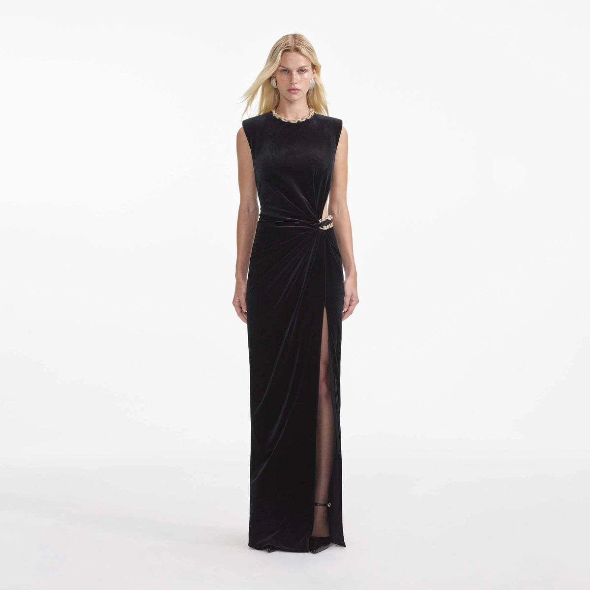 Black Velvet Sleeveless Gown