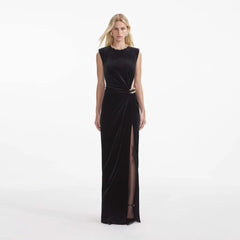 Black Velvet Sleeveless Gown